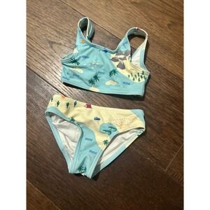 Munster Kids Size 3 Two Piece Swimsuit Little Girls Tropical Adventure Print